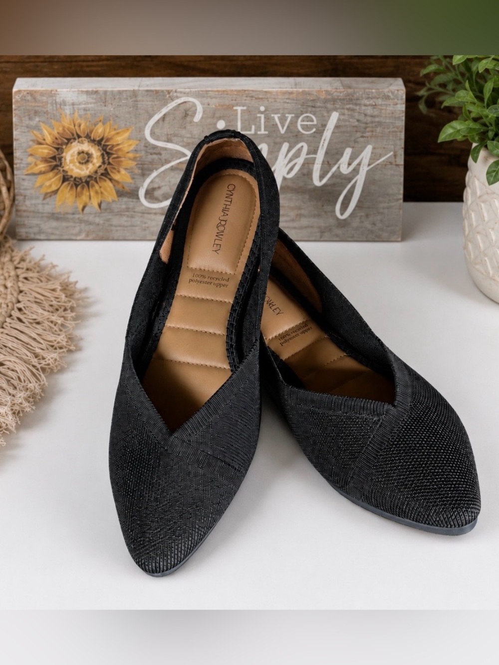 Cynthia Rowley Black Pointed Knit Slip-Ons